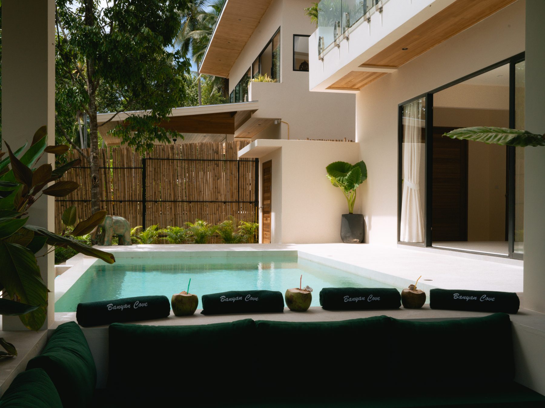 Saltwater pool with sunken lounge