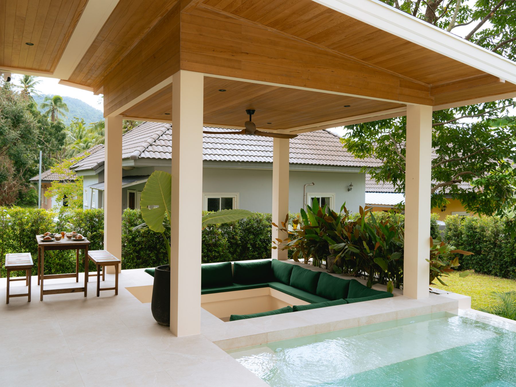 Saltwater pool with sunken lounge